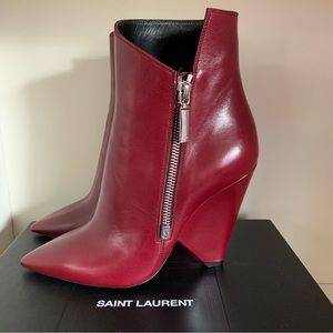 Saint laurent burgundy zip boots